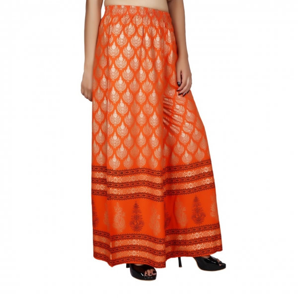 Orange Full Flair Printed Palazzo